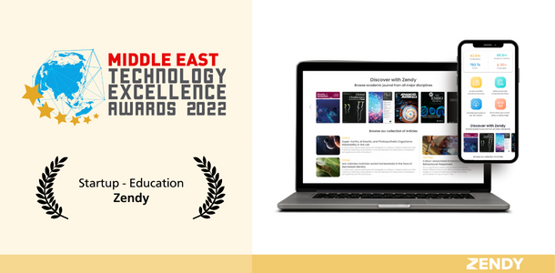 Middle East Technology Excellence Award 2022 for Startup in Education was presented to Zendy
