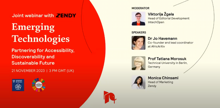 Zendy and IntechOpen's Joint Webinar: Addressing Accessibility, Discoverability and a Sustainable Future.